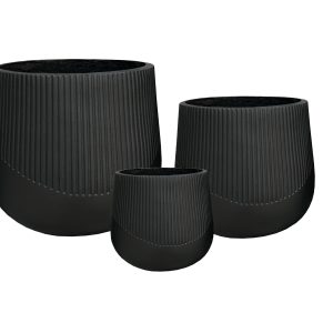 Vertical Ribs Planters(HC30020-3S BLACK)