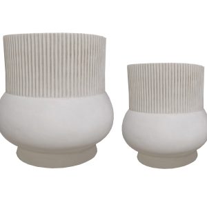 Vertical Ribs Planters(HC30033-2S BEIGE)